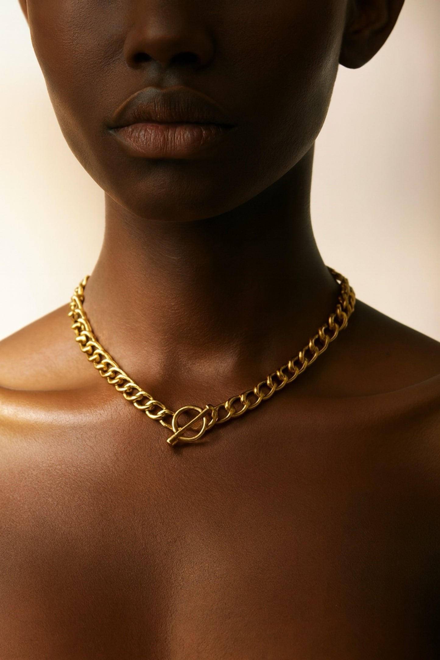 18K Gold Plated Chain Necklace with a toggle lock