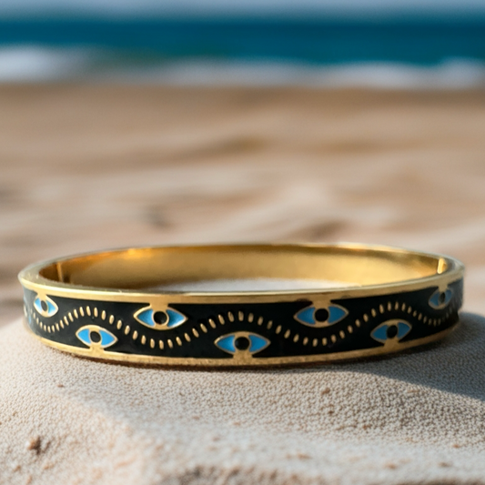 Best Black Enamel Evil Eye Bracelet – Gold Plated