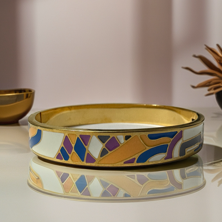 Chic Nomad Sunset Enamel 18K Gold Plated Bangle