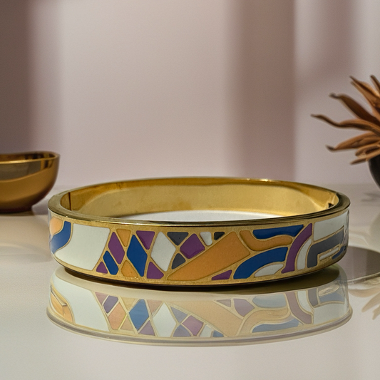 Chic Nomad Sunset Enamel 18K Gold Plated Bangle