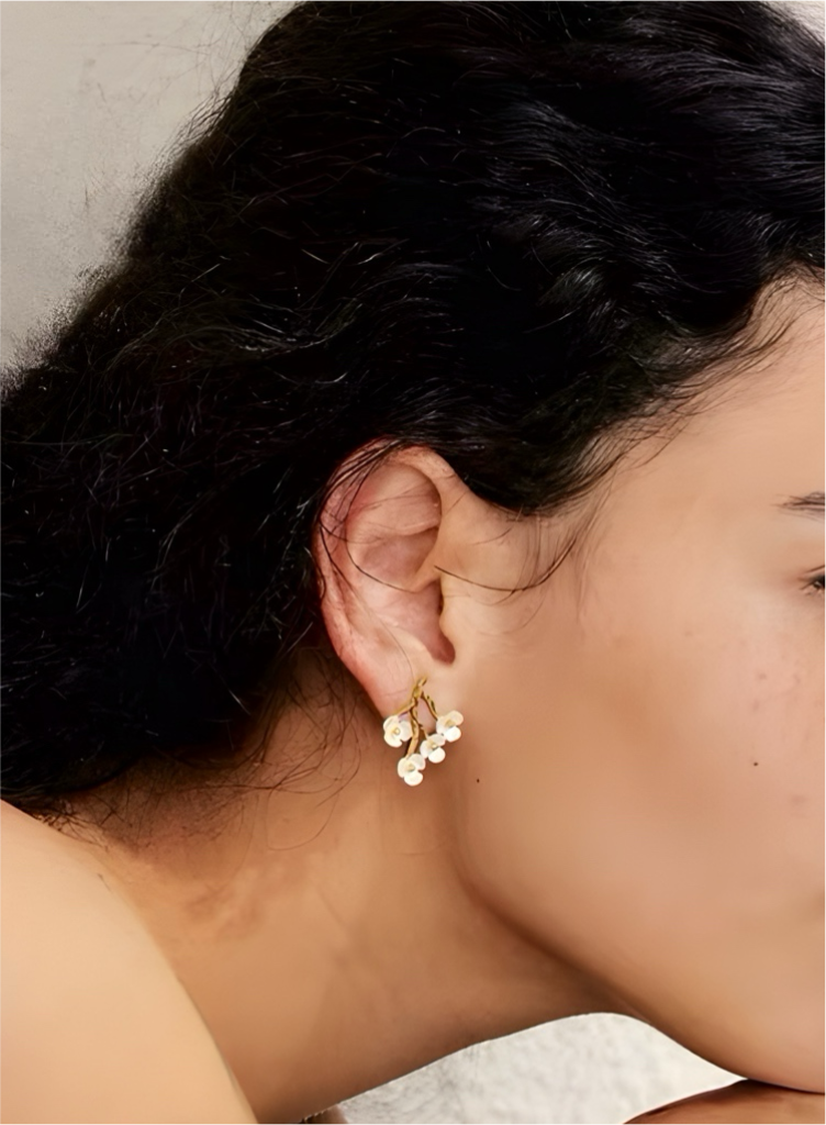 Premium Floral Stud Earrings – 18K Gold Plated