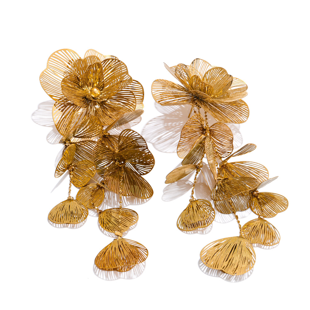 Best 18K Gold Plated Golden Bloom Drop Earrings