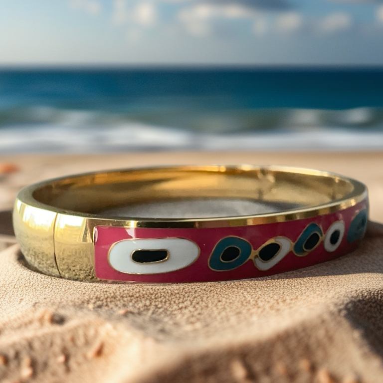 Premium Multicolor Enamel Evil Eye Bracelet - Gold Plated