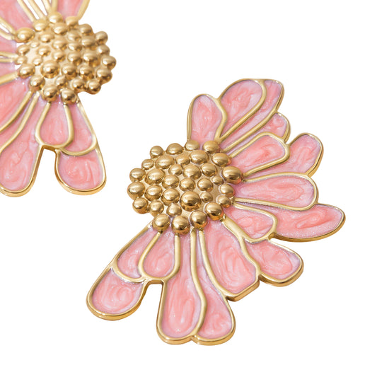 Stunning Pink Blossom Chic Studs β 18K Gold Plated