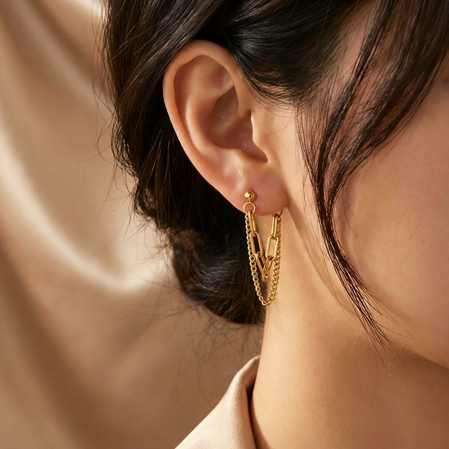 Chic Chain Drop Earrings – 18K Gold Plated
