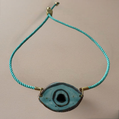 Serenity Porcelain Evil Eye Bracelet – 24K Gold Plated 