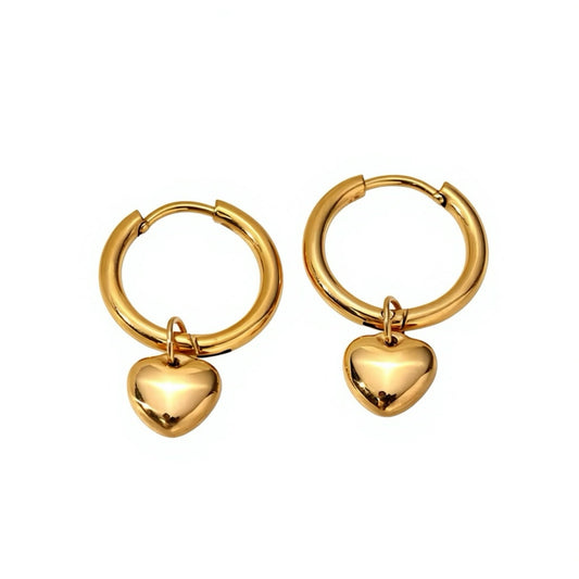 Romantic Heart Hoop Earrings – 18K Gold Plated