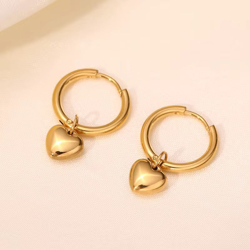Romantic Heart Hoop Earrings – 18K Gold Plated