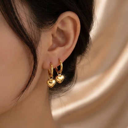 Romantic Heart Hoop Earrings – 18K Gold Plated