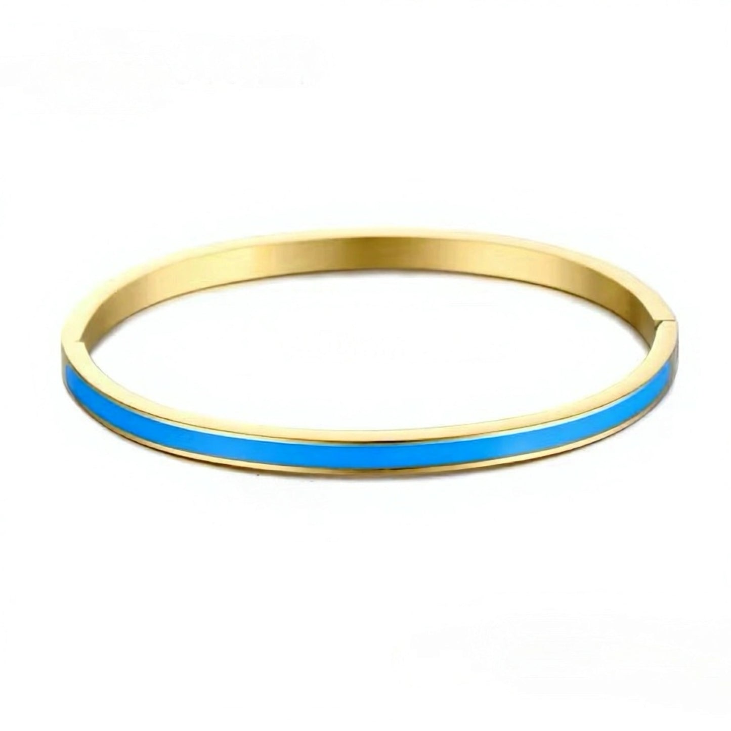 Vivid Blue Enamel Bangle Bracelet – 18K Gold Plated