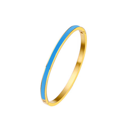 Vivid Blue Enamel Bangle Bracelet – 18K Gold Plated