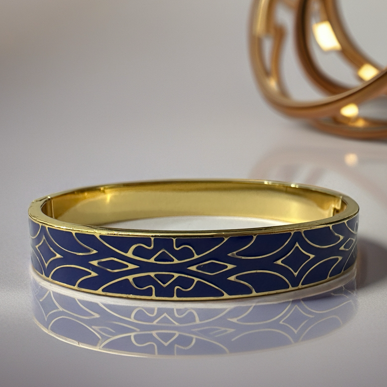 Best 18K Gold Ocean Blue Enamel Bracelet