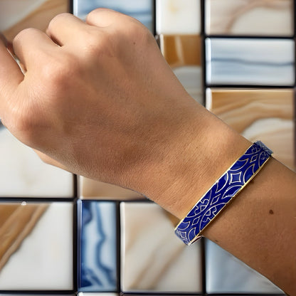 Best 18K Gold Ocean Blue Enamel Bracelet