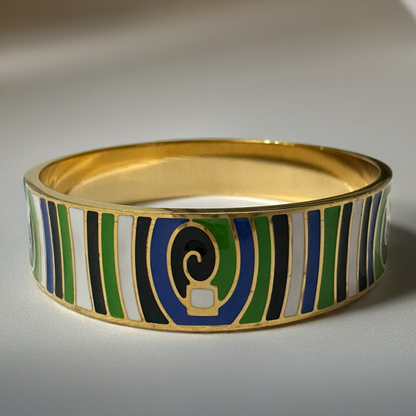 Beautiful 18K Gold Plated Mystic Garden Enamel Bangle