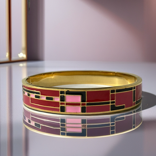 Best Desert Rose Enamel Bangle – 18K Gold Plated