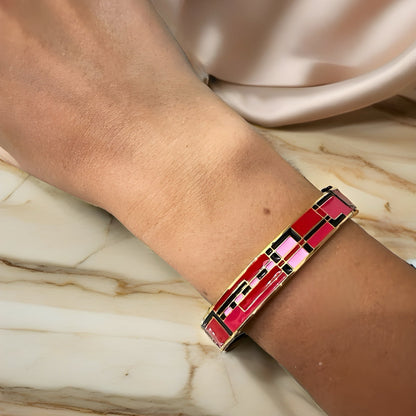 Best Desert Rose Enamel Bangle – 18K Gold Plated