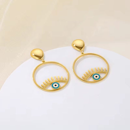 Modern Eyil Eye Protection Drop Earrings – 18K Gold Plated