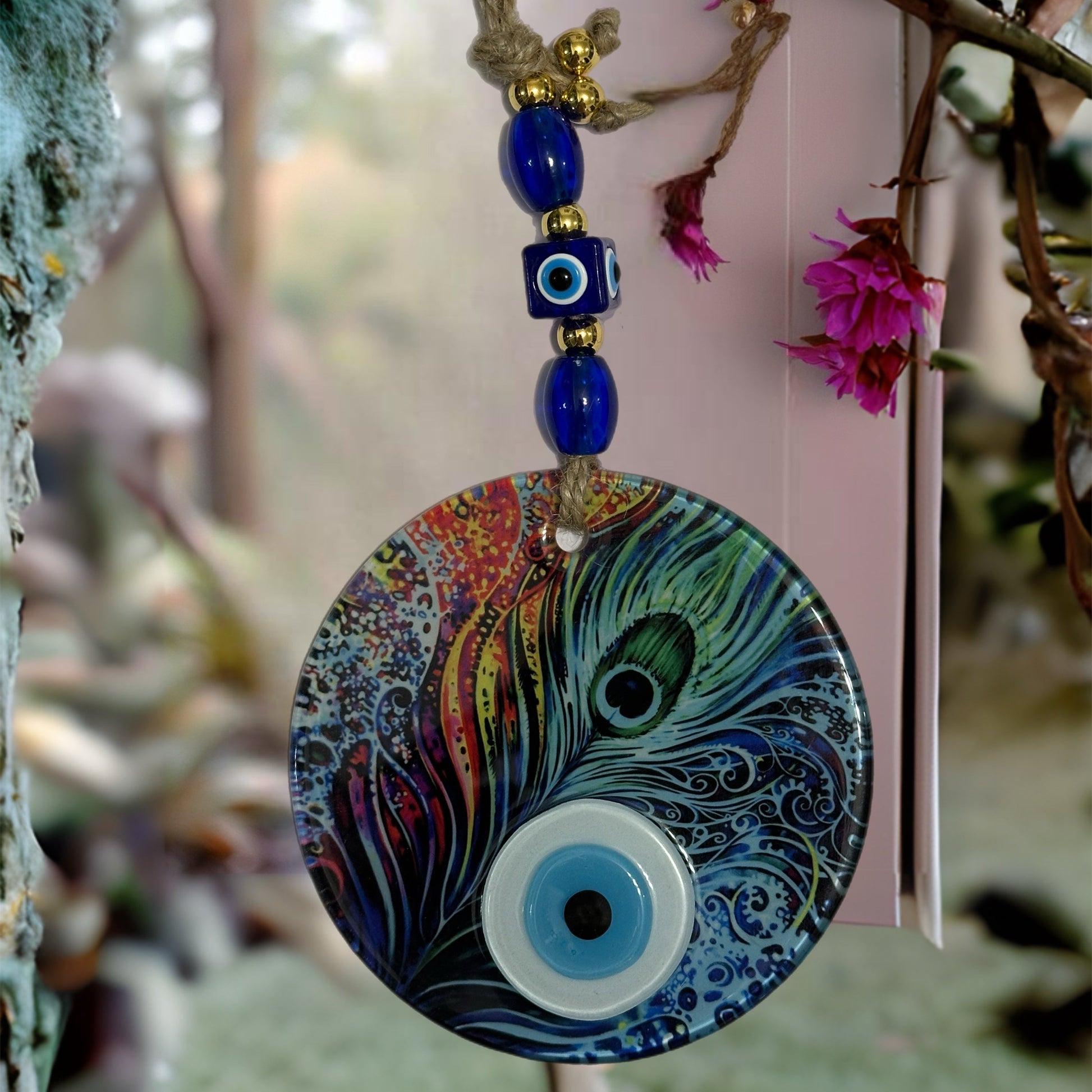 Beautiful Peacock Feather Evil Eye Decor