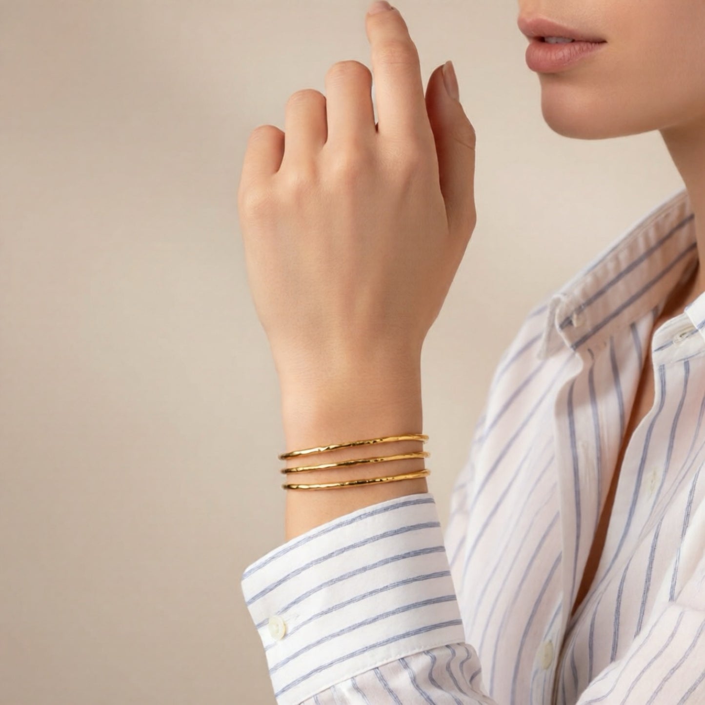 Elegant Golden Trio 18K Gold Plated Bracelet 