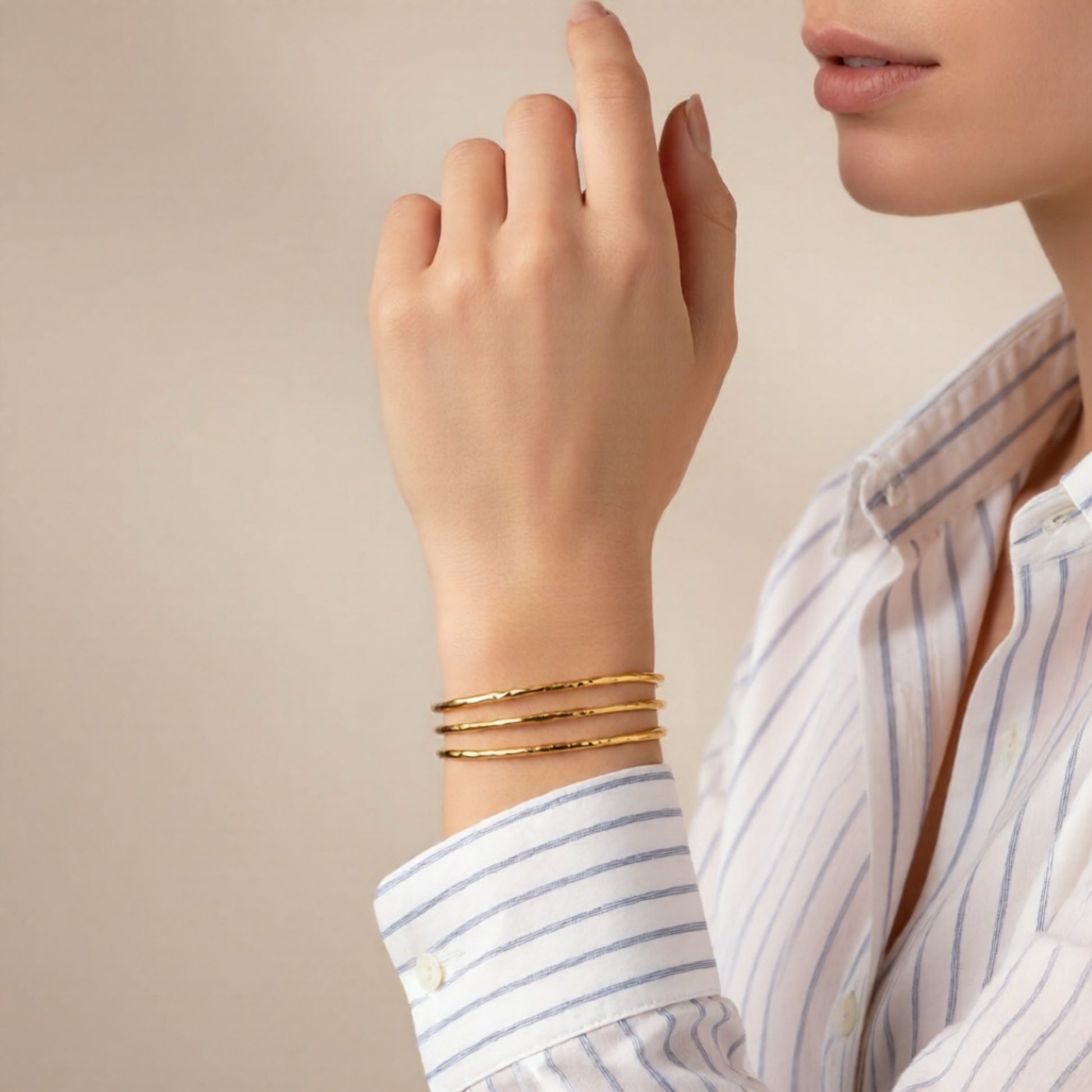 Elegant Golden Trio 18K Gold Plated Bracelet 
