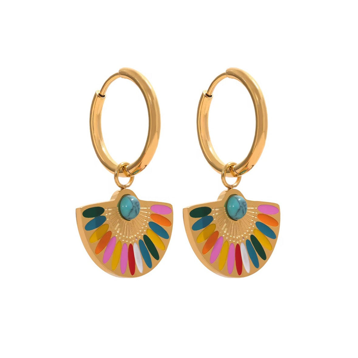 Multicolor Nomad Dance Enamel 18K Gold Plated Drop Earrings