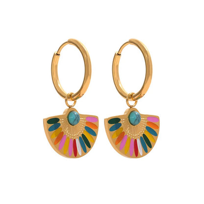 Multicolor Nomad Dance Enamel 18K Gold Plated Drop Earrings