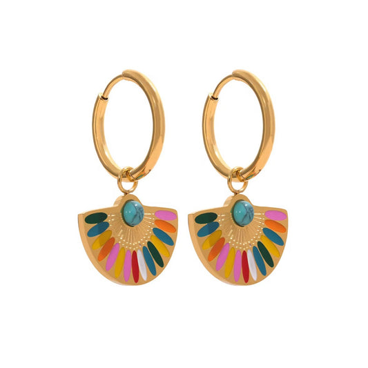Multicolor Nomad Dance Enamel 18K Gold Plated Drop Earrings