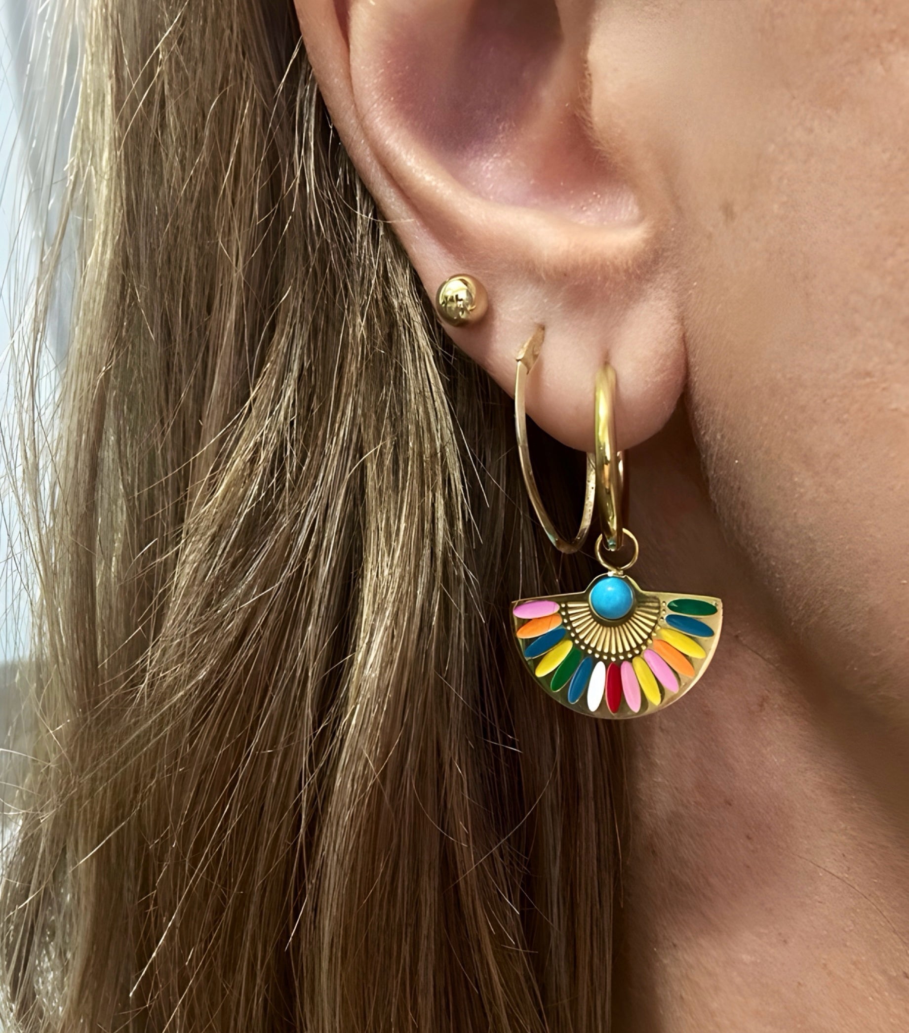 Multicolor Nomad Dance Enamel 18K Gold Plated Drop Earrings