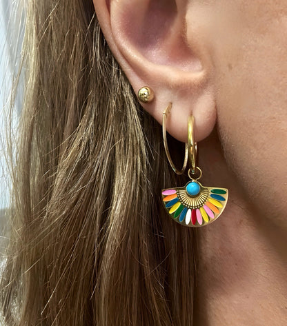 Multicolor Nomad Dance Enamel 18K Gold Plated Drop Earrings