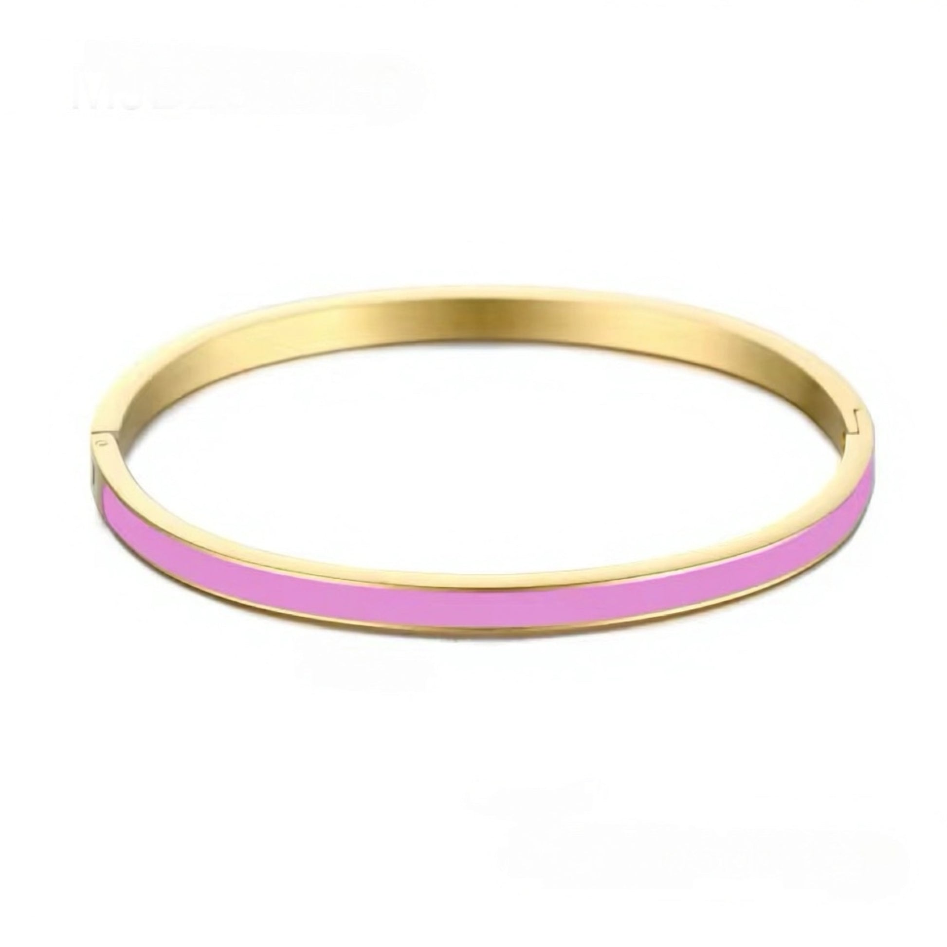 Vivid Pink Enamel Bangle Bracelet – 18K Gold Plated