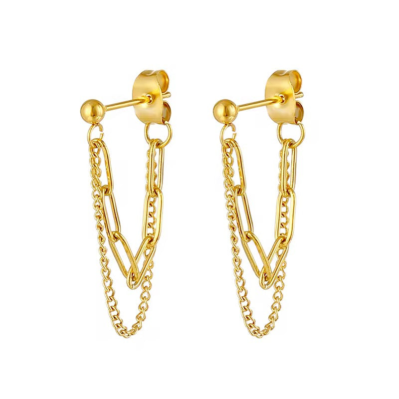Chic Chain Drop Earrings – 18K Gold Plated