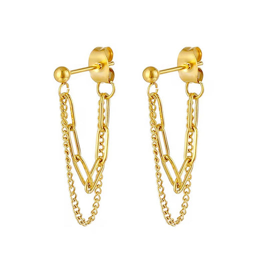 Chic Chain Drop Earrings – 18K Gold Plated