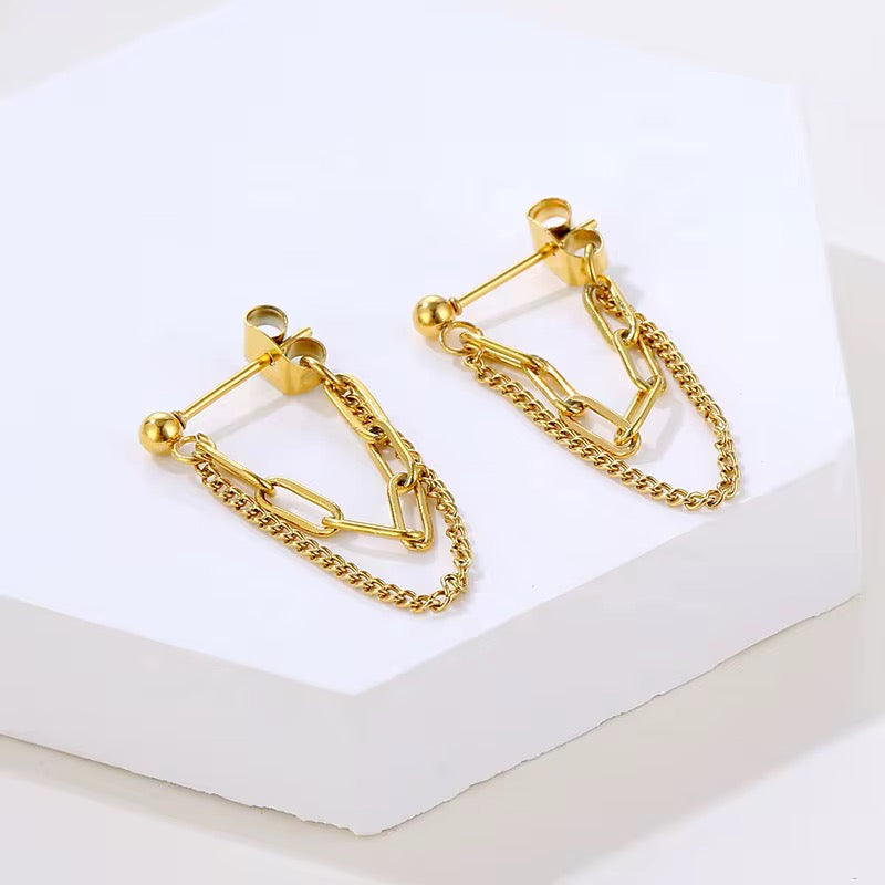 Chic Chain Drop Earrings – 18K Gold Plated