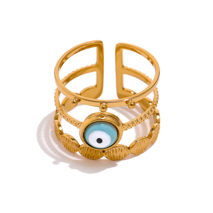 Radiant Trinity Evil Eye Ring – 18K Gold Plated